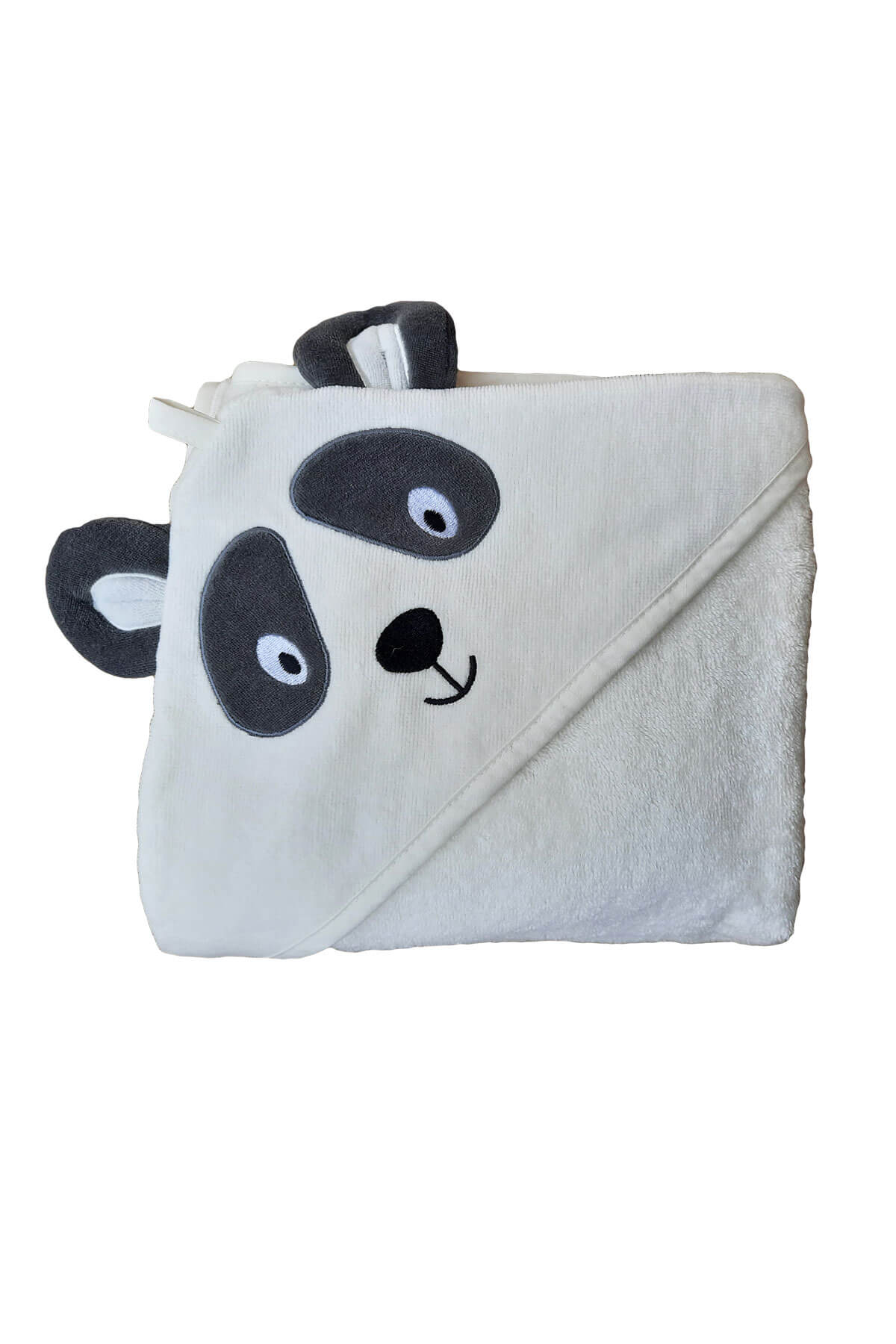Bebek Kundak Banyo Havlusu Kulaklı Panda Bebek Havlusu 75x75
